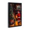 Stupell Industries Santa & Child by Fireplace Black Framed Floater Canvas Wall Art, design by Sara Culpepper